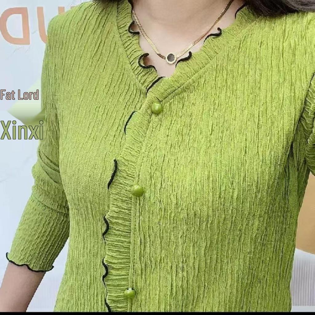 Шикарный французский топ с длинным рукавом из шелкового крепа, стройнящий фигуру, для весны и осени