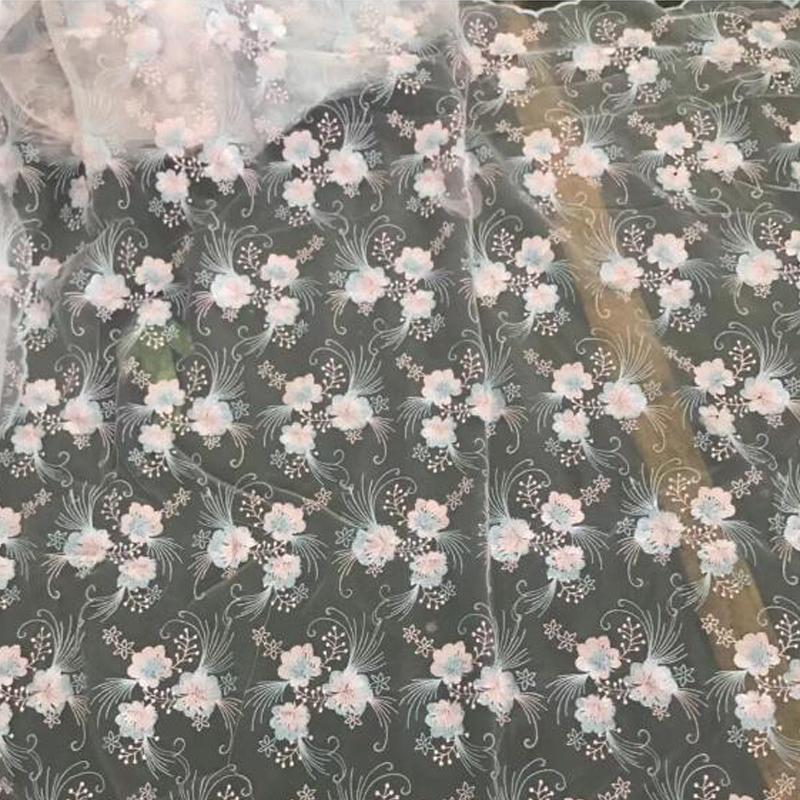 100x130 см шикарная сетчатая вышитая ткань кружево тюль цветочная вышитая ткань для шитья юбок платье ханьфу занавески DIY аксессуары