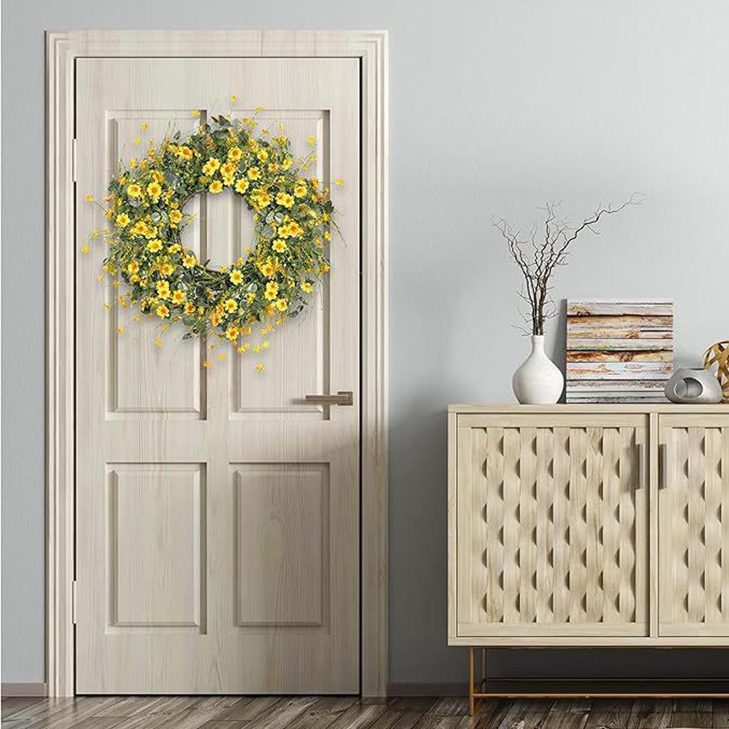 ABS Colorful Wildflower Spring Summer Door Wreath 40cm Drieds Flower Plastic Artificial Wreath Party