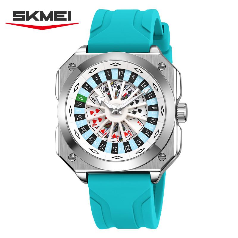 SKMEI 9379 Novel Retro Watch Men's Rotating Dial Silicon Tape Waterproof Luminous Quartz Cool Clock Beautiful relgios masculino
