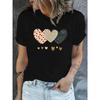 Chic Heart Print Womens T-Shirt Comfortable Crew Neck Lightweight Flower Short Sleeves Casual Top for Spring Summer Womens Fashion