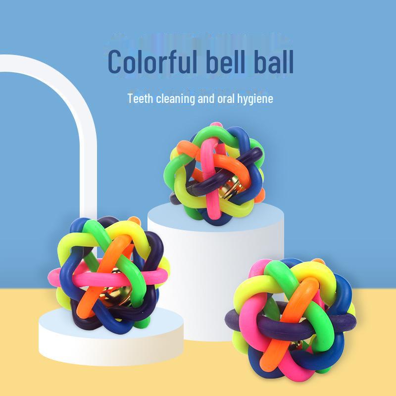 "Teddy Bear Pet Toys: Colorful Bell Balls for Dogs & Cats"