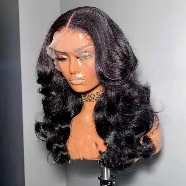 Синтетические кружевные передние парики для чернокожих женщин, кружевные фронтальные предварительно выщипанные натуральные волосы с детскими волосами, плотность 180%
