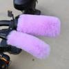 2pcs Gloves+2pcs Handbrake Sleeves Universal Motorcycle Handlebars Electric Scooter Warm Rabbit Like Plush Handlebar Gloves