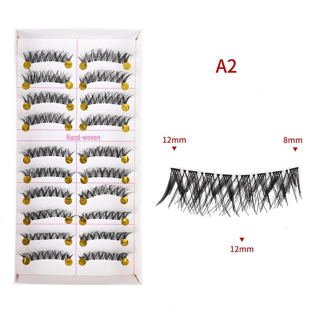 217 накладных ресниц ручной работы - 10 пар, натуральный стиль, перекрестный хлопковый стержень для сценического макияжа