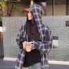 Женская клетчатая рубашка Осень/Зима 2025 - Корейский стиль, Свободный крой, Длинный рукав, Ретро кэжуал, Большой размер для пар