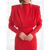 Spring Summer Women's Fashion Dress, European American Style High Neck Slit Long Maxi Dress, Casual Wear
