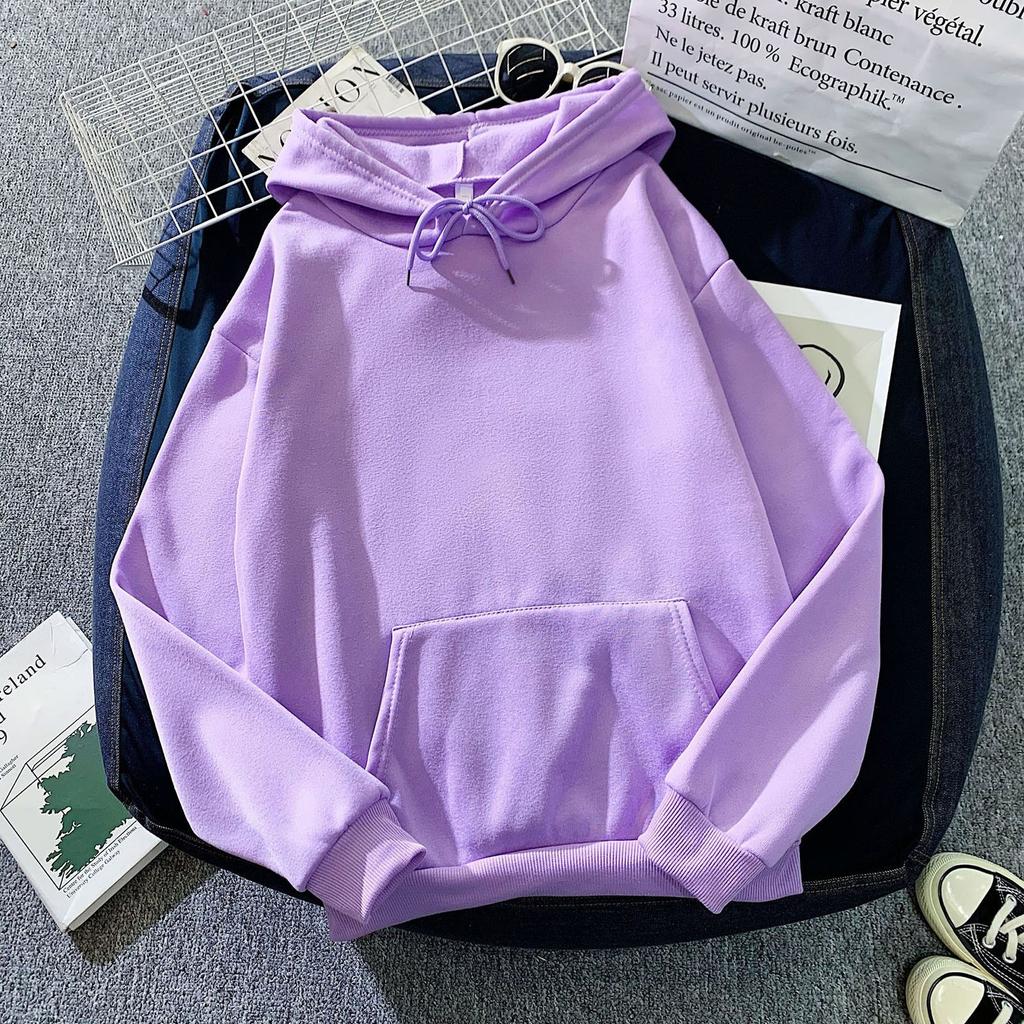 Women's Fashion Casual Solid Color Hooded Sweatshirt Loose Sports Tops Pullover