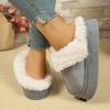 Fashion Women Platform Fluffy Slippers Winter Comfort Warm Plush Cotton Shoes Woman Thick Sole Anti Slip Indoor House Slippers
