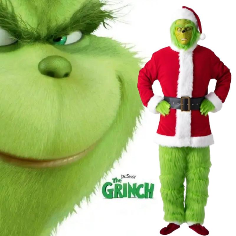 Костюм Гринча Рождественский Косплей Наряд Для Взрослых Праздничная Вечеринка