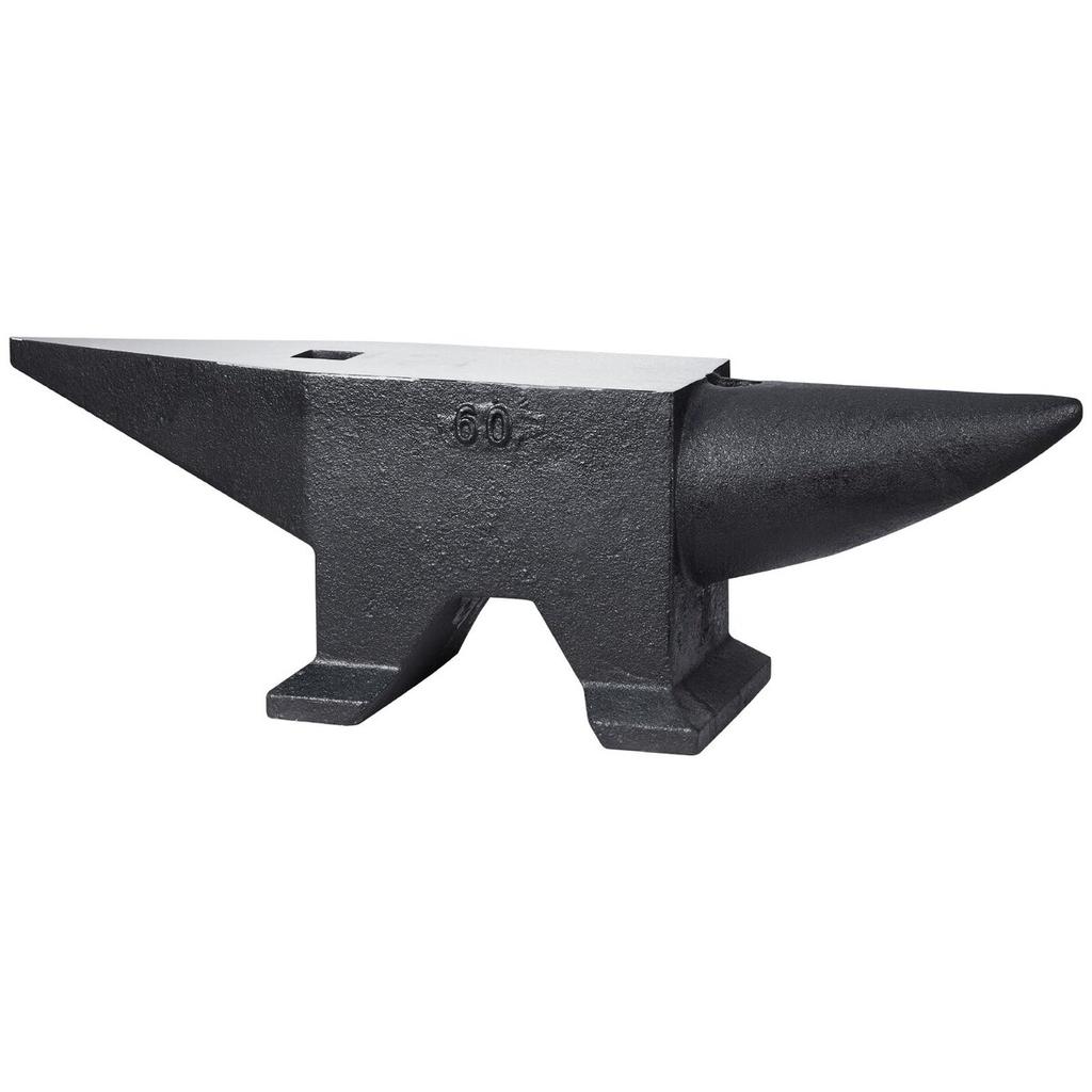 Cast Iron Anvil, 132 Lbs(60kg) Single Horn Anvil with Large Countertop and Stable Base, High Hardness Rugged Round Horn Anvil Blacksmith, for Bending,