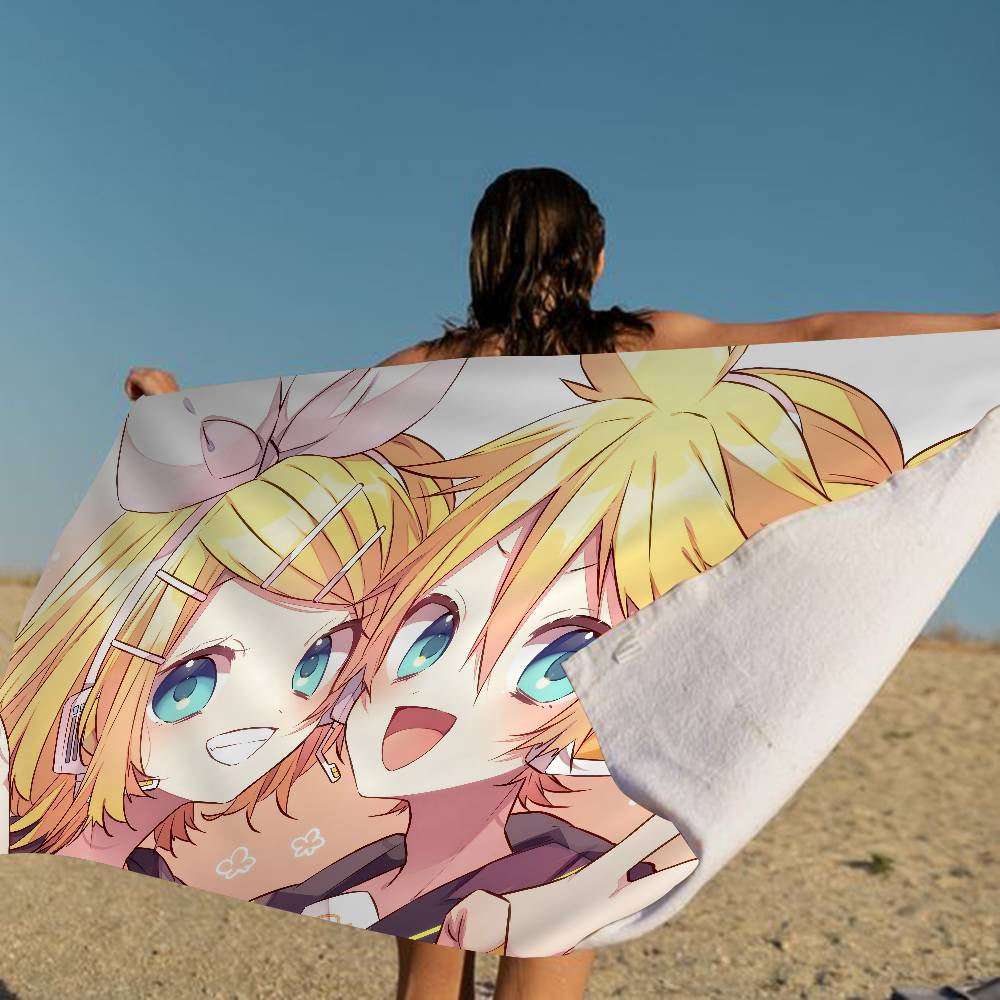 K-Kagamine-Len Микрофибра Печатное Пляжное Полотенце Альпинизм Йога Пляж Плавание Бег Впитывающее Мягкое Полотенце