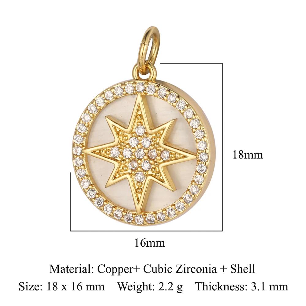 Sun Star Moon Crescent Copper Zircon Charm Clouds Hamsa Hand Leaf Juice DIY Jewelry Bracelet Earring Necklace Pendant