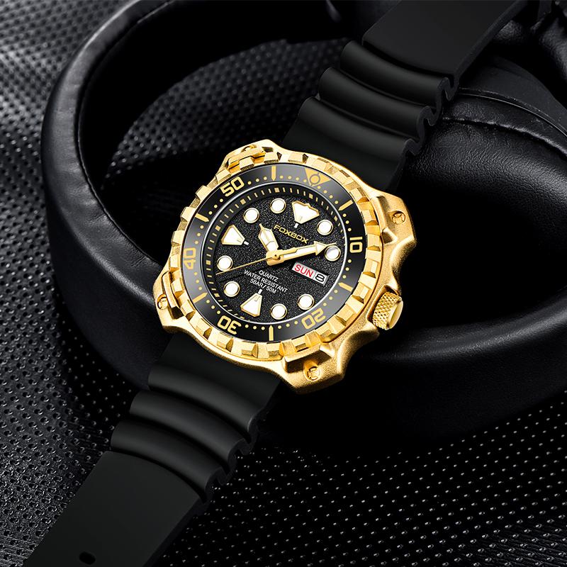 Модные мужские часы, лучший бренд, роскошные спортивные часы с большим циферблатом для мужчин, водонепроницаемые светящиеся часы, кварцевые часы с датой