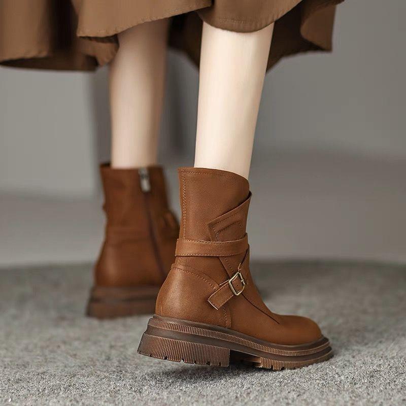 Настоящая мягкая кожа ретро интернет знаменитости платформа вестерн ковбойские сапоги рыцарские сапоги женские короткие сапоги