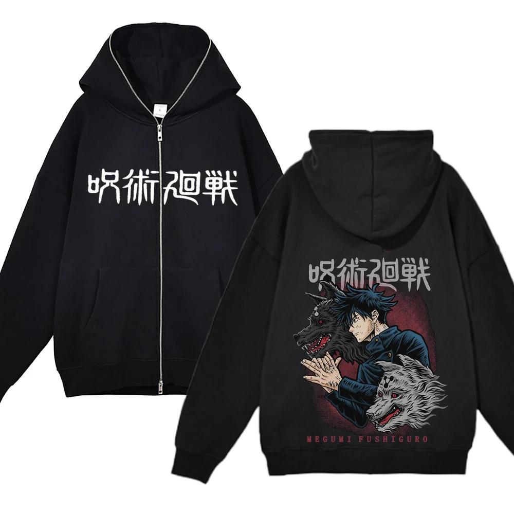 Толстовки с аниме Gojo Satoru Jujutsu Kaisen, куртки на молнии, толстовки Gojo, тонкая флисовая толстовка на молнии, толстовки Y2k, свитера с аниме