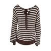 Winter Women's Oversized Long Sleeve Striped Sweater Casual Crewneck Side Split Tunic Pullover Jumper Knit Tops