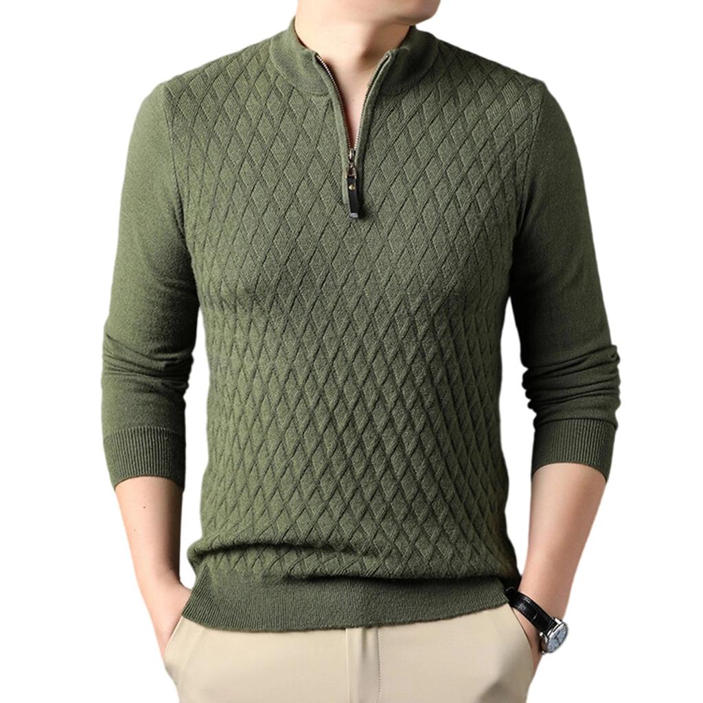 Men  Trend  Leisure  Half Zipper  Standing Collar  Knitted Sweater  Sweater