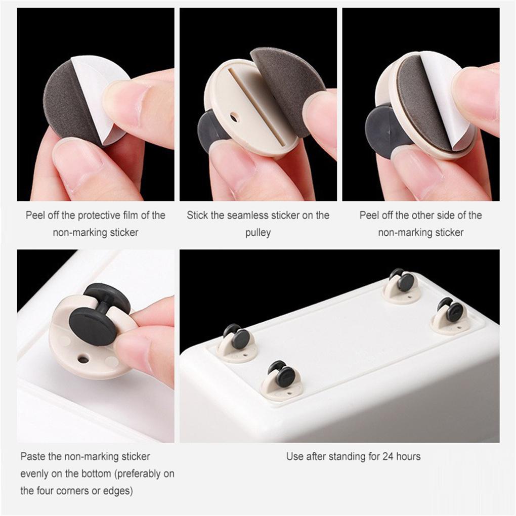 Упаковка из 4 самоклеящихся мебельных роликов универсальных многоцелевых мусорных контейнеров для хранения контейнеров сменных колес для домашнего хозяйства