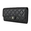 Chanel Gold Buckle Quilted Long Lambskin Wallet Women wallet Black AP0241-Y01295-C3906