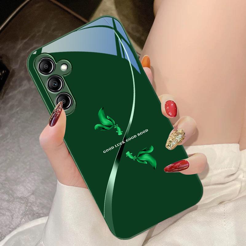 Два черных карпа кои для Samsung Galaxy A14 4G 20 30 52 20S 21S 22 A25 32 33 34 42 50 51 53 54 70 71 72 73 5G Стеклянный чехол для телефона