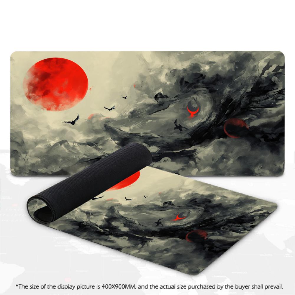 Large Ukiyo‑e Big Wave Red Sun Mousepad XXL Deskmat Non‑Slip Rubber Game Mouse Mat Computer Keyboard Mats Gamer Accessories