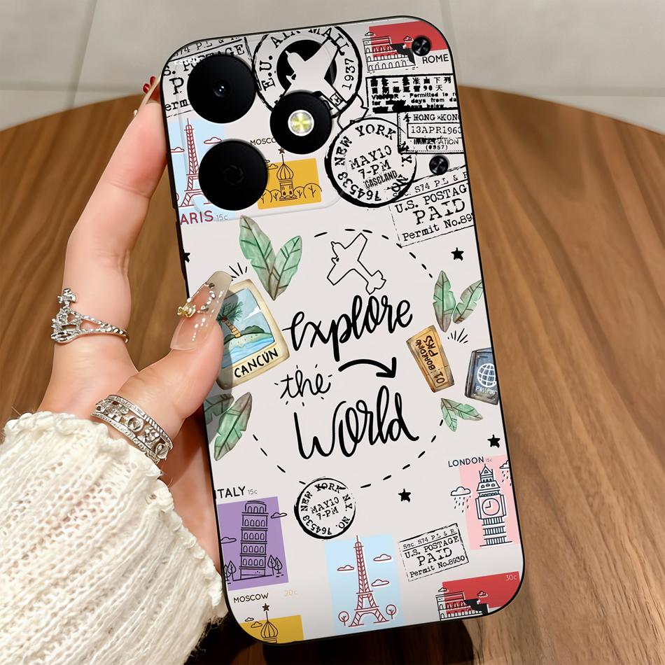 For Realme Note 80 70 / 70T 4G Phone Case Vintage Stamp Style Matte Silicone Shockproof Soft Cover For Realme Note80 70T Bumper