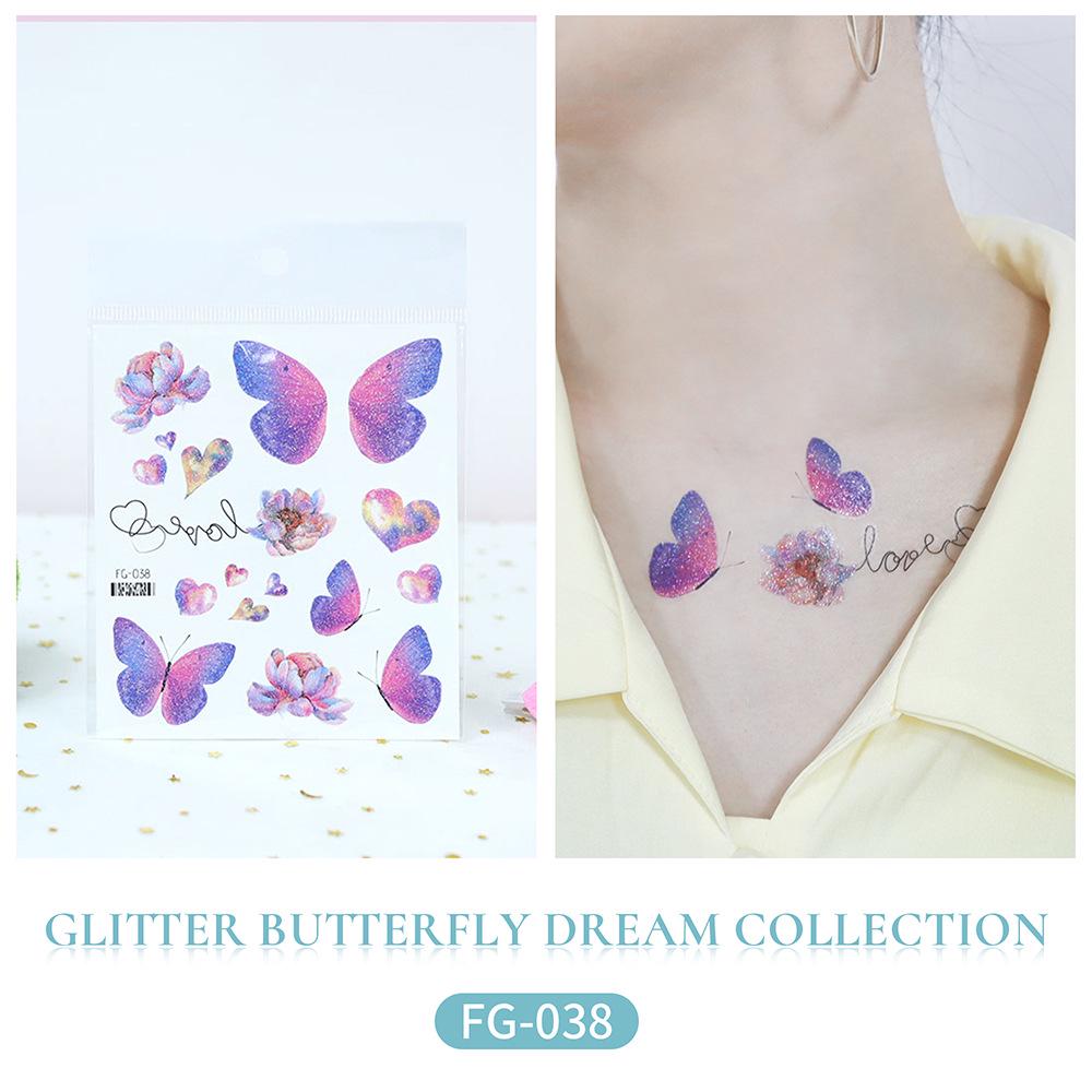 Rikalong Waterproof Glitter Butterfly Tattoo Stickers for Music Festival & Children's Face Makeup