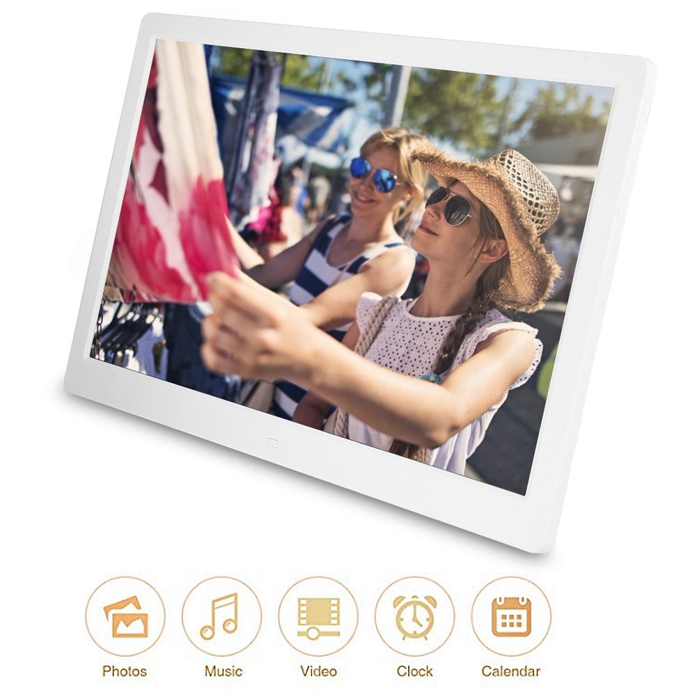 15.4Inch 1280*800HD Digital Photo Picture Frame Alarm Clock Player Album Remote Control White