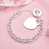 925 Sterling Silver Heart-shaped Pendant OT Buckle Bracelet for Wedding Fashion Wedding Jewelry