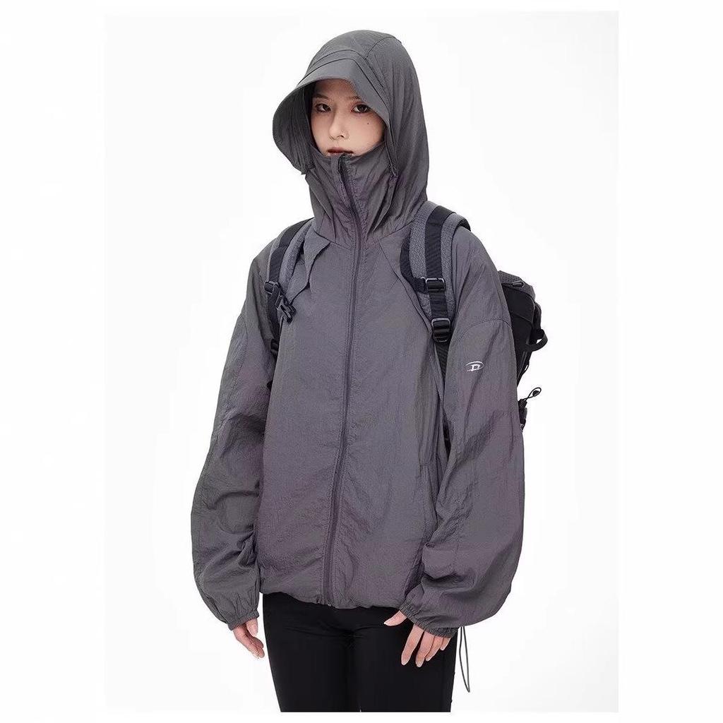 Ретро Хип-Хоп Унисекс Тонкая Куртка с Капюшоном - UPF50+ Быстросохнущая Защита от Солнца