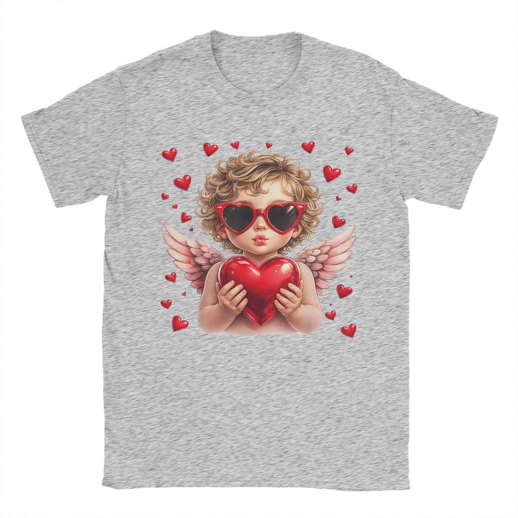 Casual Cupid Blowing Bubble Gum Heart Sunglasses Valentines TShirt for Unisex T Shirt Short Sleeve Tee Shirt Summer Clothing