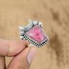 Rhodonite Gemstone Sterling Silver Promise Handcrafted Cresent Moon Wedding Ring