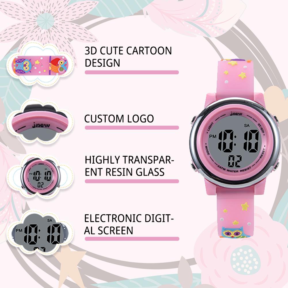 Hot Sale Chronograph LED Sports Watch for Boys Aged 3-15 Kids' Calendar Digital Water-Resistant Cartoon Watch for Girls