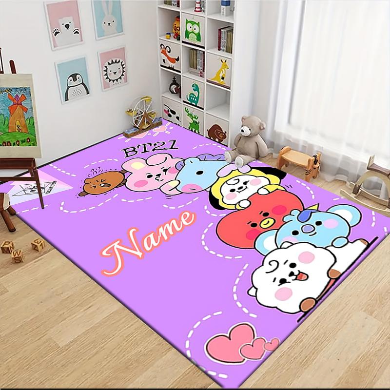 Custom Name Unicorn Fantasy Adventure Carpet Rug Customizable Soft Washable Anti-Slip Home Living Room Sofa Mats Personalized Rug. 0909180