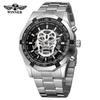T-winner Men's Fashion Casual Glow-in-the-dark Skull Hollow Out Automatic Mechanical Watch