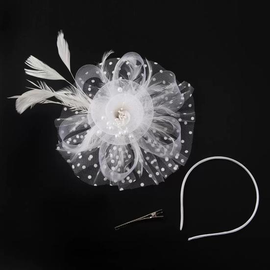 Головной убор в стиле ретро с цветами, перьями и бусинами, украшение для вечеринки, обруч для волос двойного назначения, заколка для волос, украшение для волос