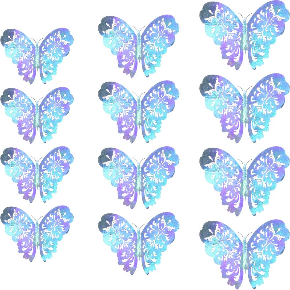 Фавор Металлическая Текстура Полые Бабочки Наклейки На Стену Искусство Мираж Цвет 3D Фантастические Бабочки Наклейки