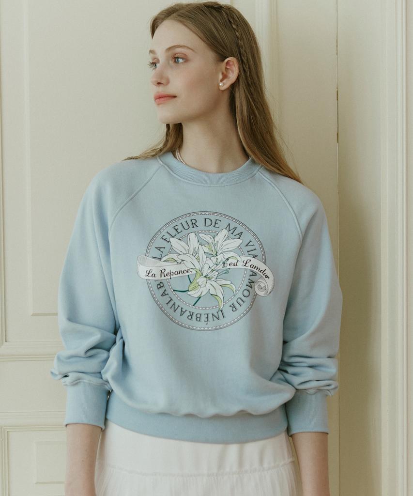 NONLOCAL Lily Print Sweatshirt - Sky Blue
