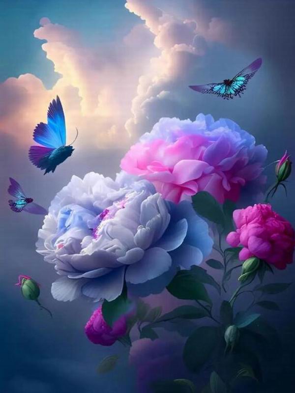 Алмазная картина, новая коллекция 2024, зимняя Пион-бабочка, сделай сам, полная вышивка стразами, цветочная мозаика, наборы для вышивки крестом, Настенный декор