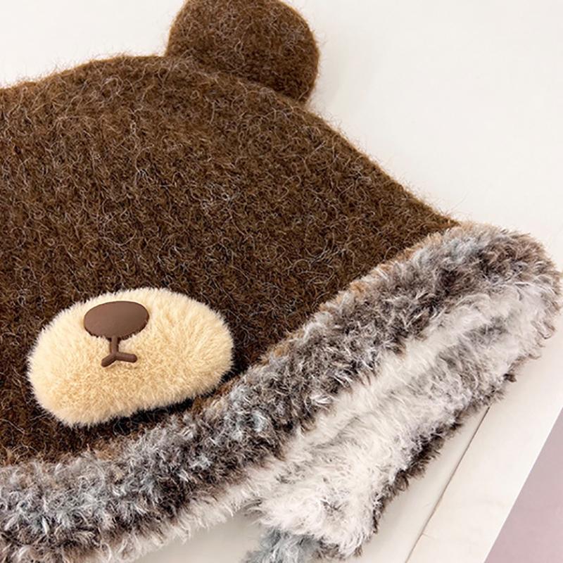 Милые медвежьи ушки Тедди флис вязаный разноцветный пуловер шапка для женщин зимние теплые защитные наушники Able Straps шапки-бомберы