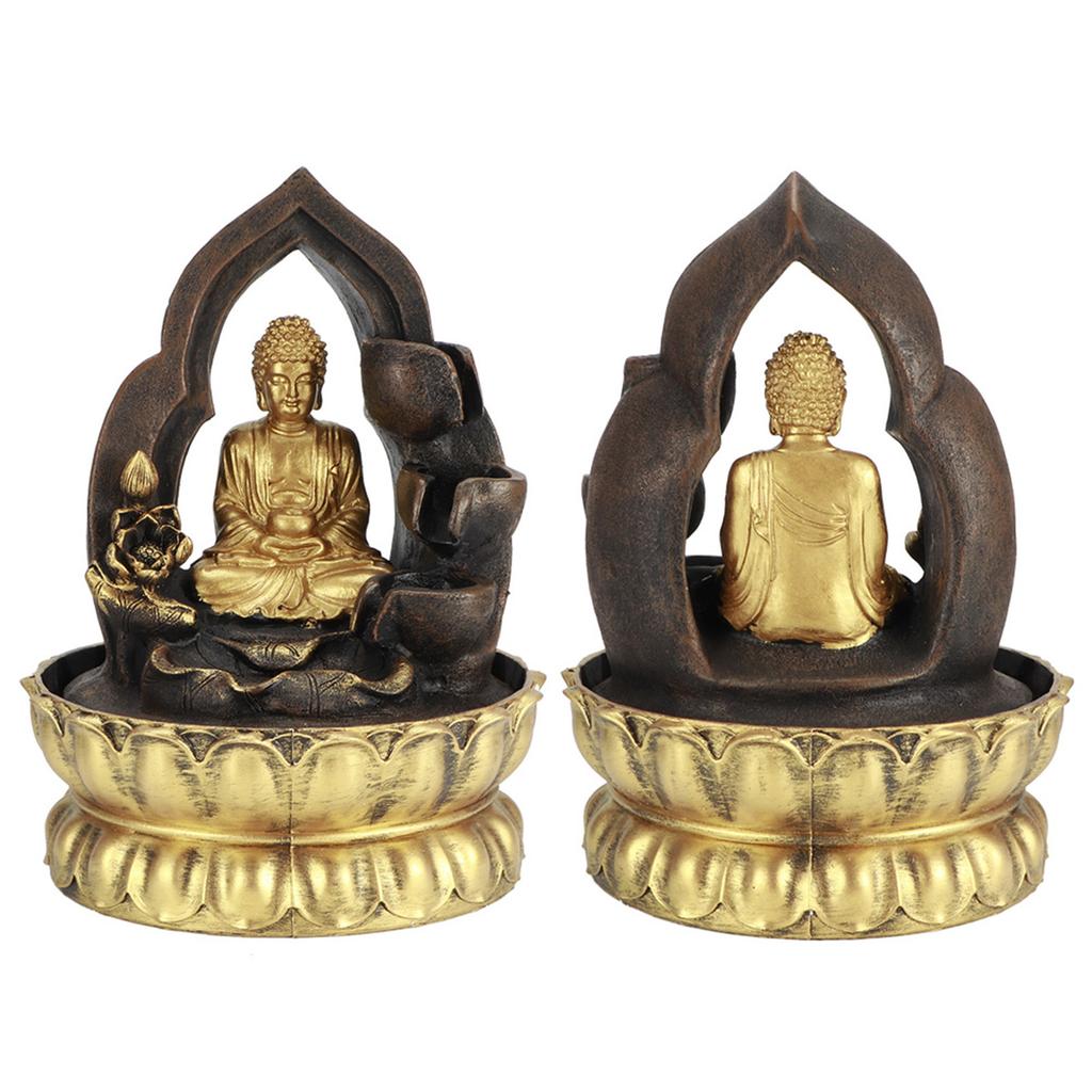 Светодиодный настольный фонтан из смолы с водным фонтаном, украшения для медитации, статуя Будды, дом