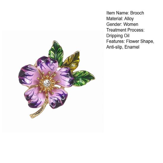 Yousheng Женская брошь Эмаль Цветок Капает Масло Противоскользящий Износостойкий Костюм Пальто Воротник Шапка Шарф Украшение Прищепка Выпускной Вечеринка Одежда Ювелирные Изделия