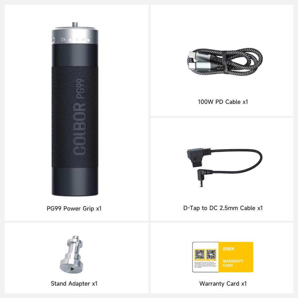 Батарейная рукоятка COLBOR PG99 98 Вт·ч с винтом 1/4 дюйма, интерфейсом D-Tap и Type-C, встроенным аккумулятором большой емкости, источник питания
