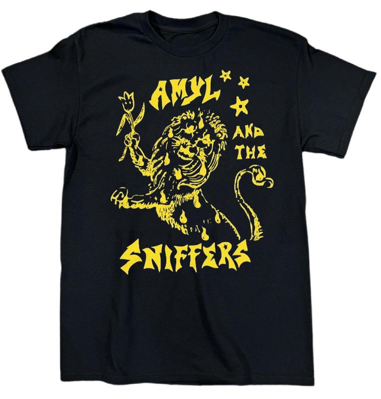 Vtg Amyl And The Sniffers Band Album Heavy Cotton Black Unisex T-Shirt