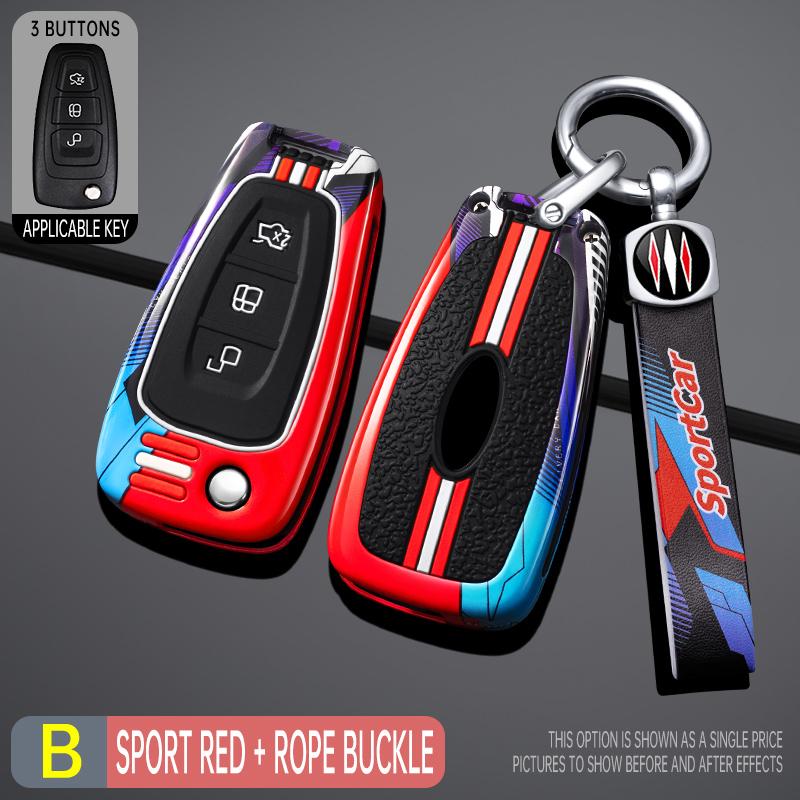 Interior Mouldings Zinc Alloy Car Key Case Cover Protector Shell for Ford Ranger C-Max S-Max Focus Galaxy Mondeo Transit Tourneo