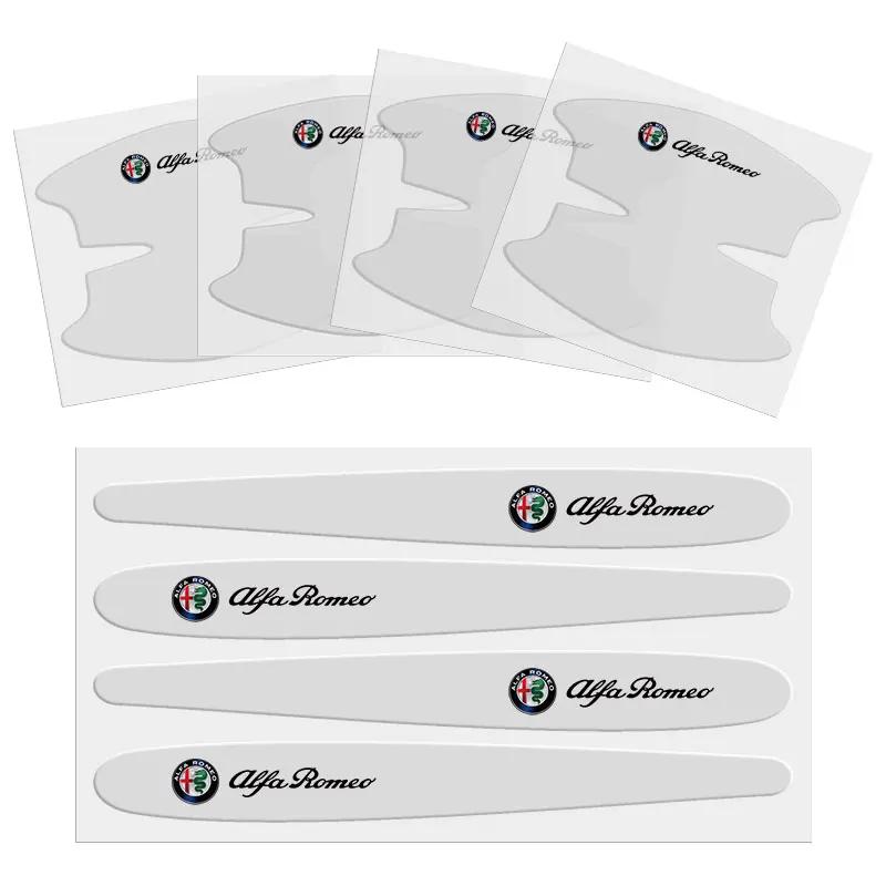Car Stickers For Alfa Romeo 8Pcs Car Door Bowl Handle Protective Sticker Anti-collision Strip For Alfa Romeo Giulia Stelvio 156