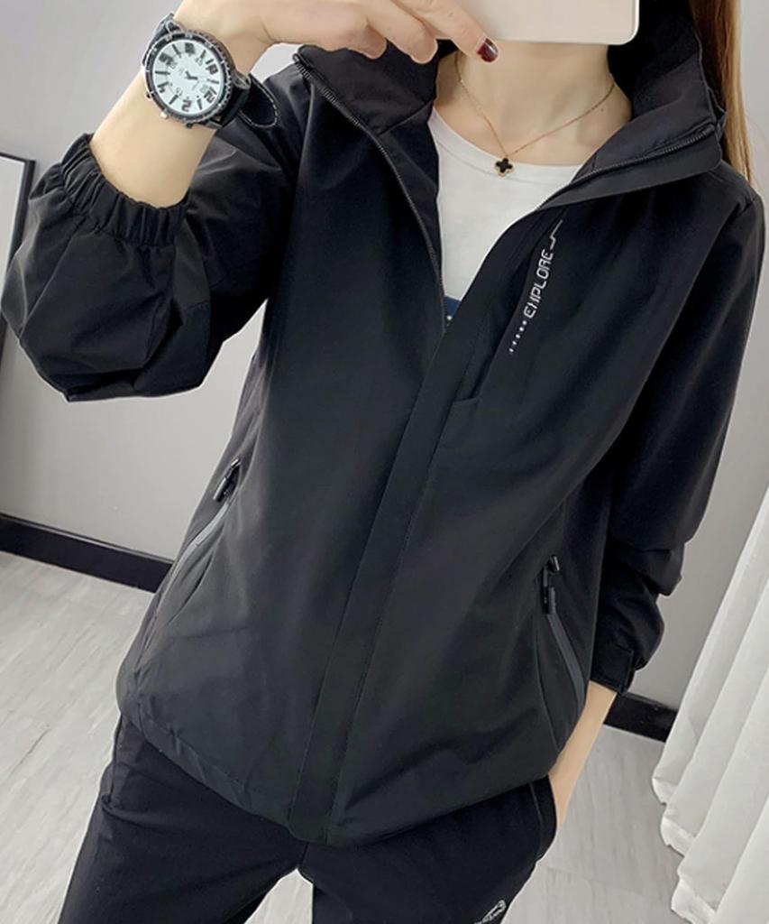 Windbreaker Stand Collar Zip Up Sporty Outdoor Mountain Parka Sports UV Parka Simple Stylish Large Loose Exclusive Harajuku Style Street Casual