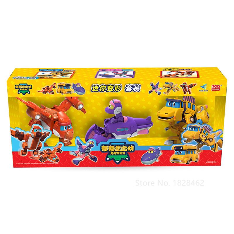Новейший набор из 3 шт./набор ABS Мини Деформация ГоГо Дино Экшн-фигурки Трансформация Машина Самолет Динозавр игрушки для Детей Подарок