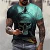 Мужская летняя новая футболка с круглым вырезом Terror Skull Графический 3D принт с коротким рукавом Винтаж Повседневная модная мужская уличная одежда